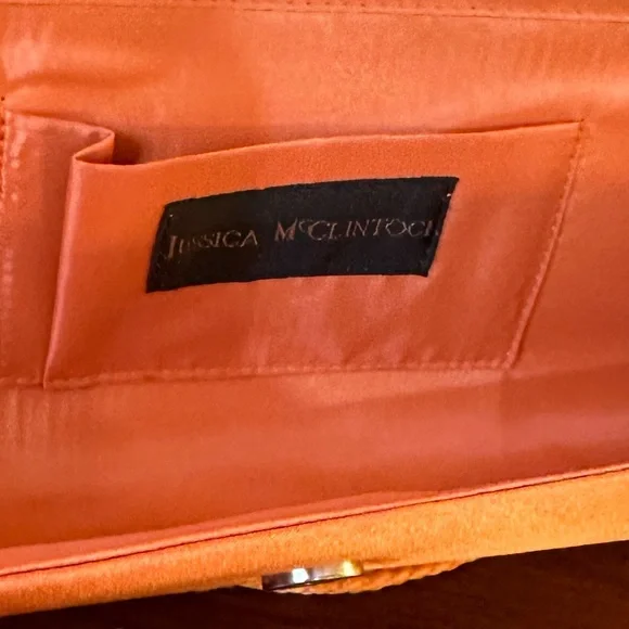 🌟2xHP🌟VTG 2000s Orange Satin Rose Evening Bag by Jessica McClintock - Picture 5 of 14